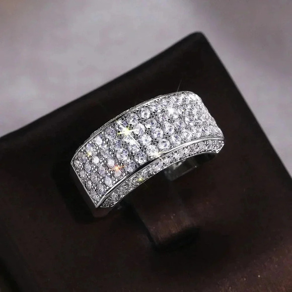 💛 925 Silver Plated Beautiful CZ Luxury Ring for Women Men, MLNN1176 - Picture 4 of 7